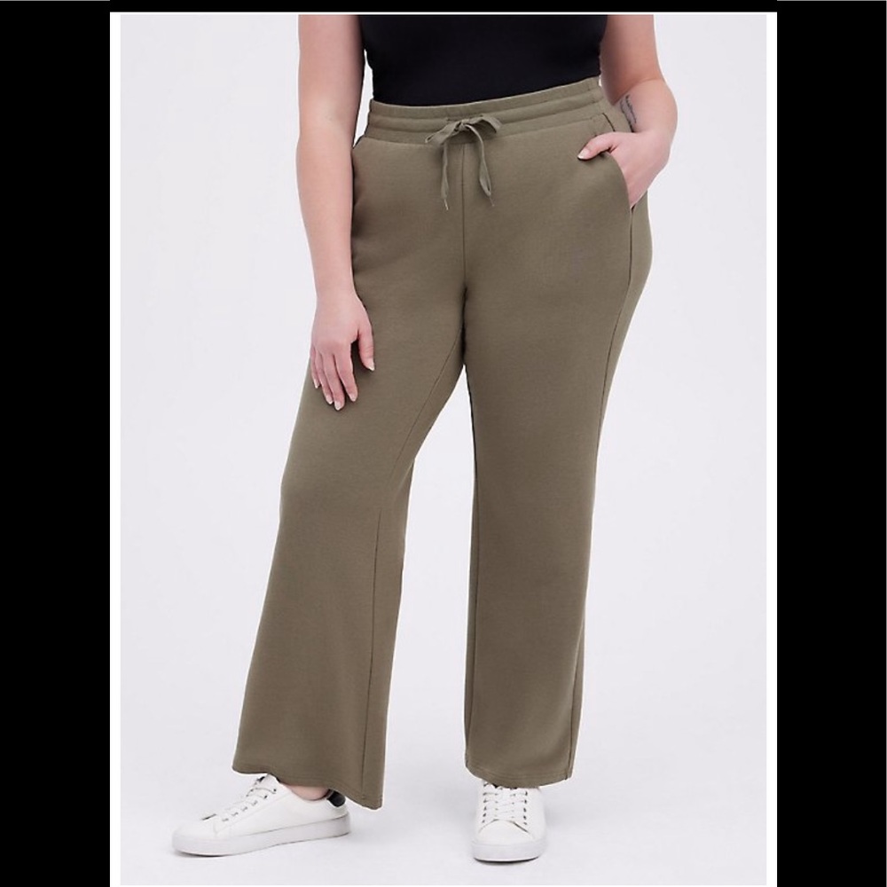 Torrid Ultra Soft Fleece Olive Flare Pants Size 00 M/L